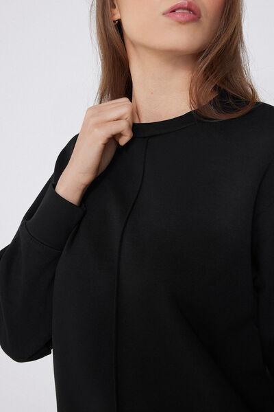 Black Soft Touch Long Sleeve Round Neck Sweatshirt, Black, large image number 3