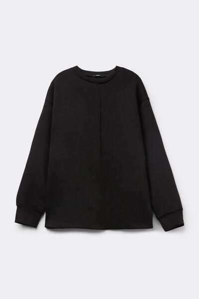 Black Soft Touch Long Sleeve Round Neck Sweatshirt, Black, large image number 4