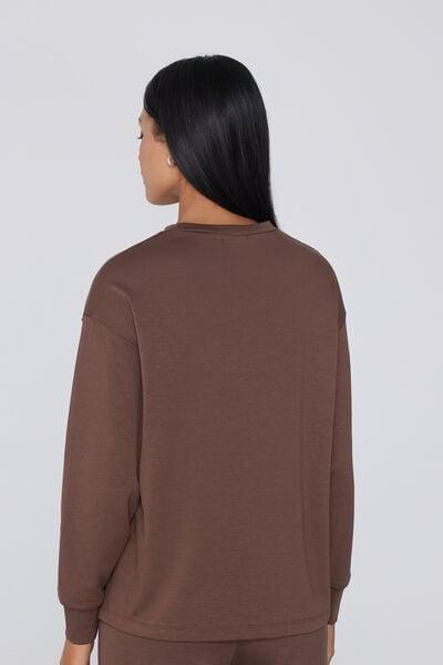 Brown Soft Touch Long Sleeve Round Neck Sweatshirt, 5701_163Z, large image number 1
