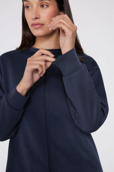 Navy Long Sleeve Viscose Sweatshirt, Absolute Blue, large image number 3