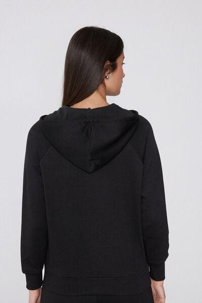 Black Thick Soft Touch Zip-Up Hoodie, Black, large image number 2