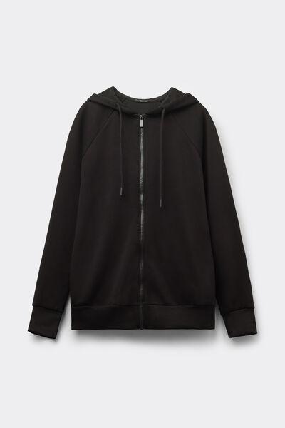 Black Thick Soft Touch Zip-Up Hoodie, Black, large image number 4