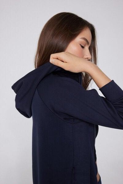 Navy Soft Touch Zip-Up Hooded Sweatshirt, Absolute Blue, large image number 3