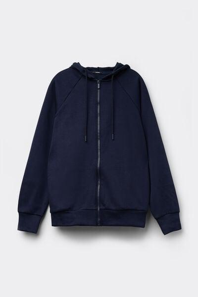 Navy Soft Touch Zip-Up Hooded Sweatshirt, Absolute Blue, large image number 4
