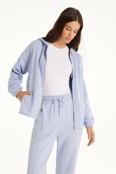 Blue Long Sleeve Zip-Up Hoodie, , large image number 0