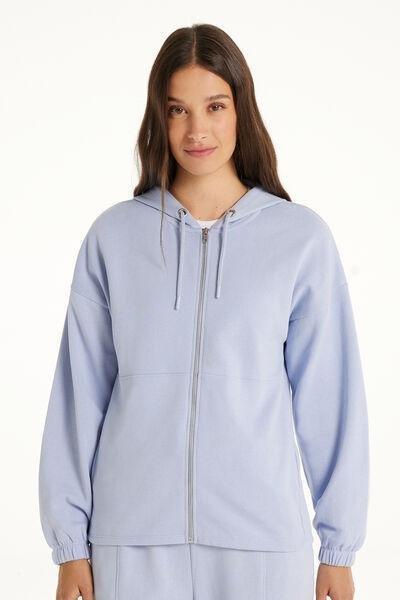 Blue Long Sleeve Zip-Up Hoodie, , large image number 1