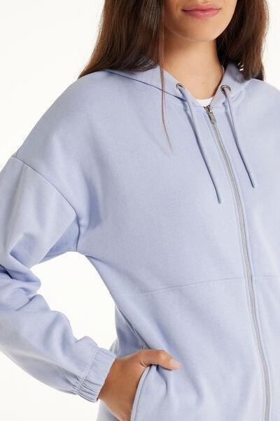 Blue Long Sleeve Zip-Up Hoodie, , large image number 3