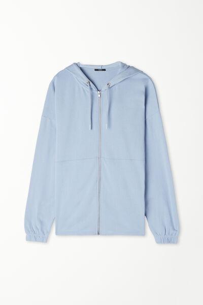 Blue Long Sleeve Zip-Up Hoodie, , large image number 4