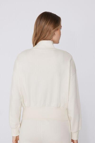 White Cropped 100% Cotton Sweatshirt, 5701_677V, large image number 2