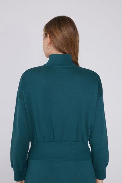 Green Cropped 100% Cotton Sweatshirt, 5701_727Y, large image number 2