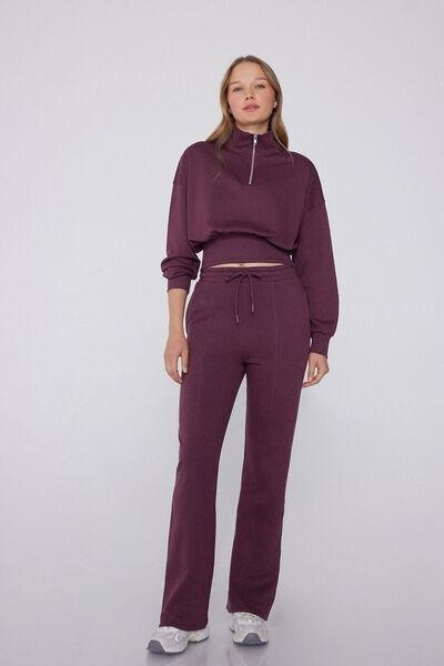 Violet Cropped 100% Cotton Sweatshirt, 5701_728Y, medium