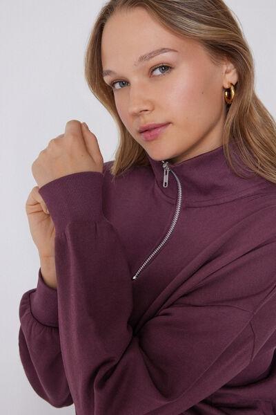 Violet Cropped 100% Cotton Sweatshirt, 5701_728Y, large image number 3