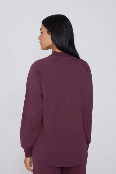 Violet Zippered Asymmetric Cotton Sweatshirt, 5701_728Y, large image number 2