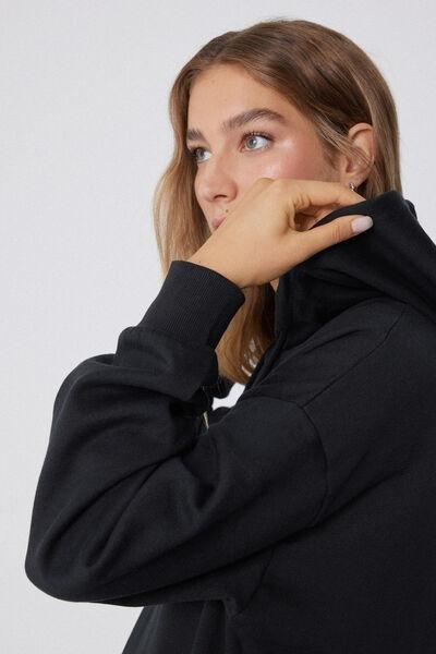 Black Long Sleeve Thick Hoodie, , large image number 3