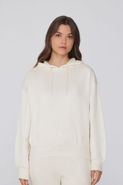 White Long Sleeve 100% Cotton Hoodie, 5701_677V, medium