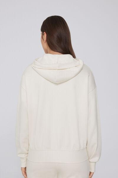 White Long Sleeve 100% Cotton Hoodie, 5701_677V, large image number 2