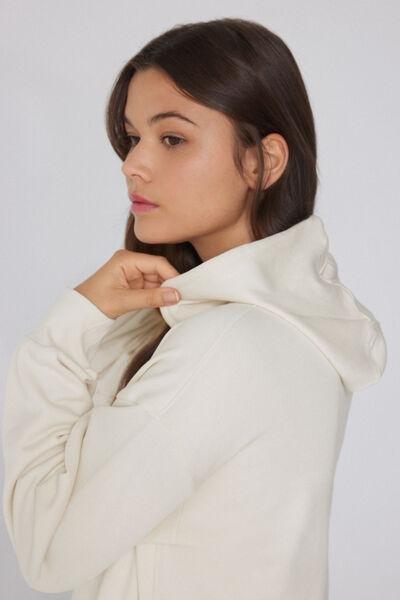 White Long Sleeve 100% Cotton Hoodie, 5701_677V, large image number 3