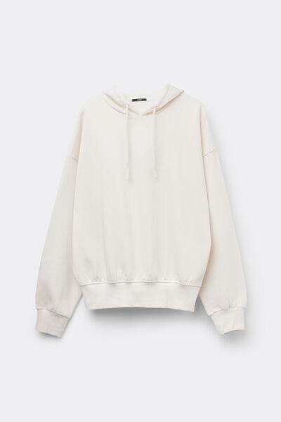 White Long Sleeve 100% Cotton Hoodie, 5701_677V, large image number 4