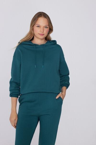 Green Long Sleeve 100% Cotton Hoodie, 5701_727Y, medium