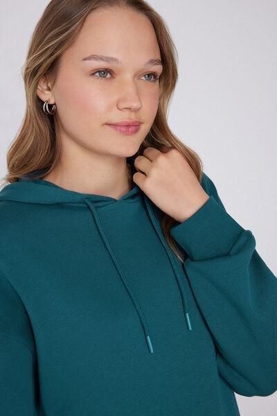 Green Long Sleeve 100% Cotton Hoodie, 5701_727Y, large image number 2