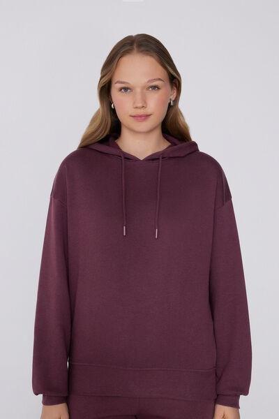 Violet Long Sleeve 100% Cotton Hoodie, 5701_728Y, medium