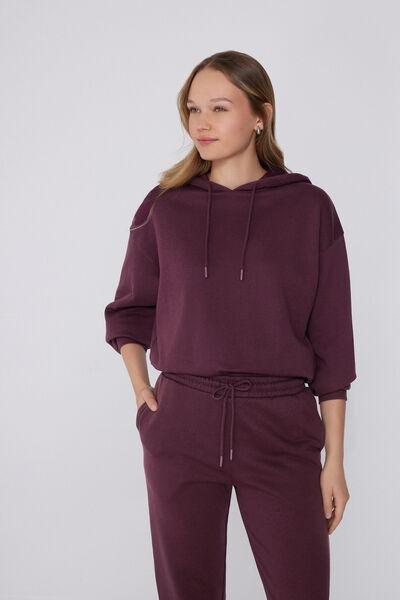 Violet Long Sleeve 100% Cotton Hoodie, 5701_728Y, large image number 1