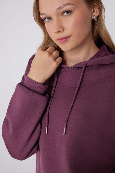 Violet Long Sleeve 100% Cotton Hoodie, 5701_728Y, large image number 3