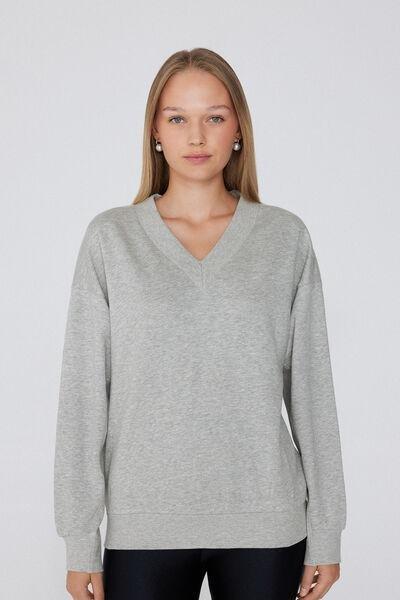 Grey Thick Long-Sleeved Sweatshirt, , large image number 0