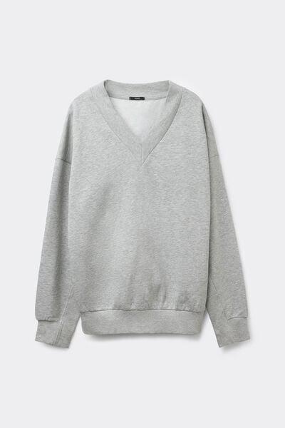 Grey Thick Long-Sleeved Sweatshirt, Light Grey Blend, large image number 4