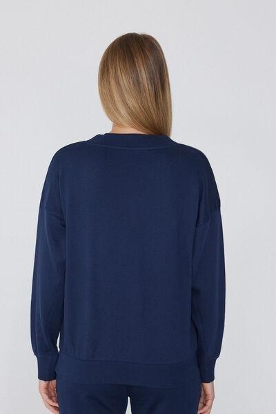 Navy Thick V-Neck Sweatshirt, , large image number 2