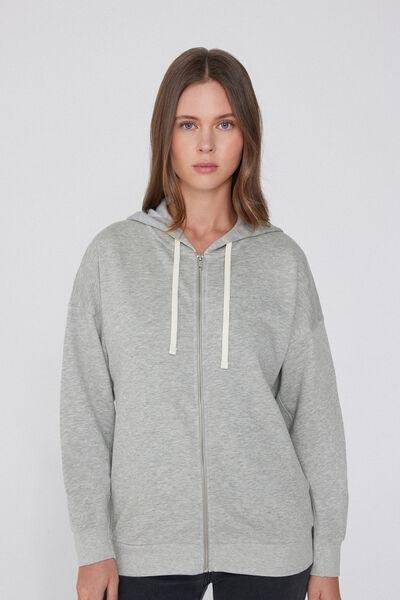Grey Thick Zip-Up Hoodie, , large image number 0