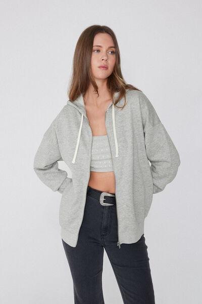 Grey Thick Zip-Up Hoodie, , large image number 1