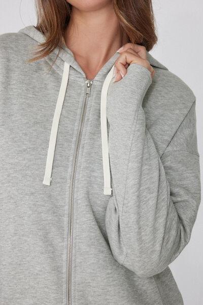 Grey Thick Zip-Up Hoodie, , large image number 3