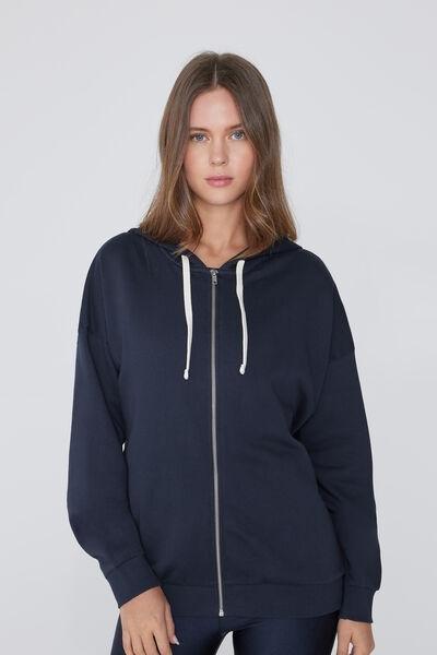 Navy Thick Zip-Up Hoodie, Absolute Blue, large image number 1