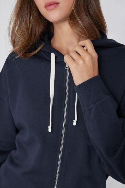 Navy Thick Zip-Up Hoodie, Absolute Blue, large image number 3