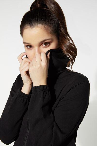 Black Zippered Hooded Sweatshirt, , large image number 3