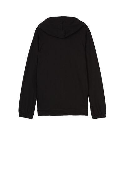 Black Zippered Hooded Sweatshirt, , large image number 7