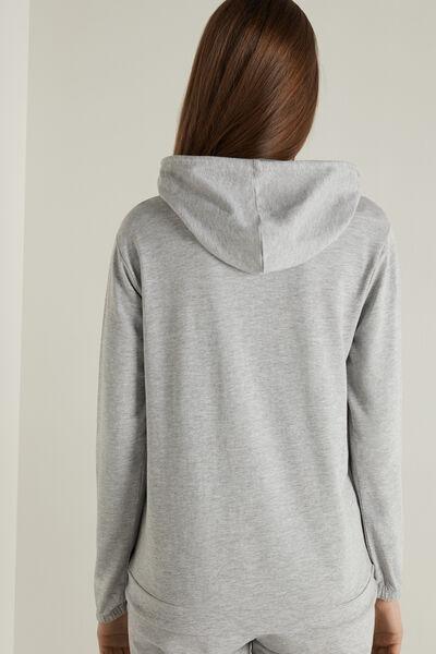 Tezenis - Grey Zip And Drawstring Hooded Sweatshirt