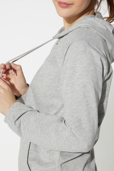 سويت شيرت بغطاء للرأس مزيج رمادي "اتح مع سحاب ورباط ، للنساء, Light Grey Blend, large image number 3