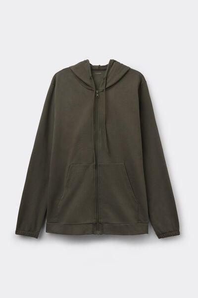 Green Lightweight Hooded Zip And Drawstring Sweatshirt, 5701_226Z, large image number 2