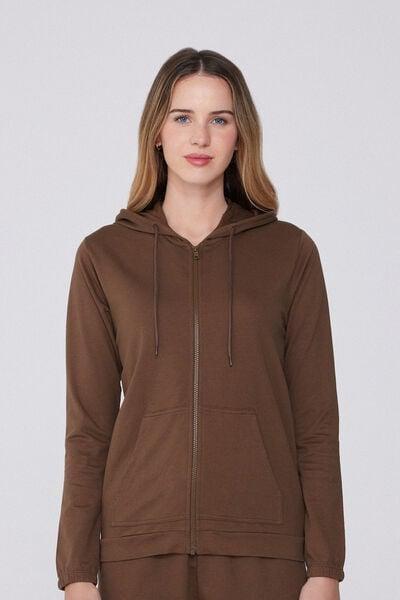 Beige Lightweight Hooded Cotton Sweatshirt, 5701_304Y, large image number 0