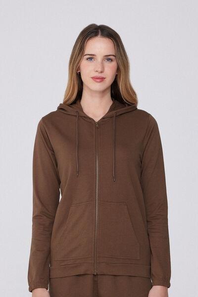 Beige Lightweight Hooded Cotton Sweatshirt, 5701_304Y, medium