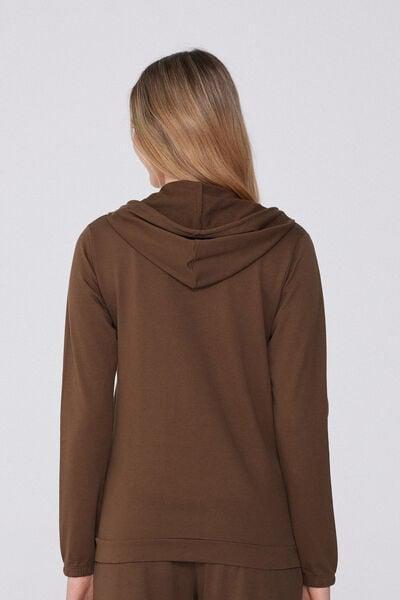 Beige Lightweight Hooded Cotton Sweatshirt, 5701_304Y, large image number 2