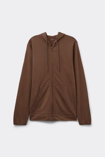 Beige Lightweight Hooded Cotton Sweatshirt, 5701_304Y, large image number 4
