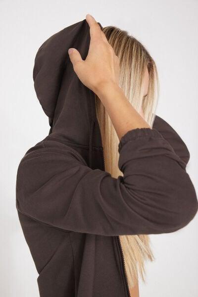 Brown Lightweight Hooded Cotton Sweatshirt, 5701_495Z, medium