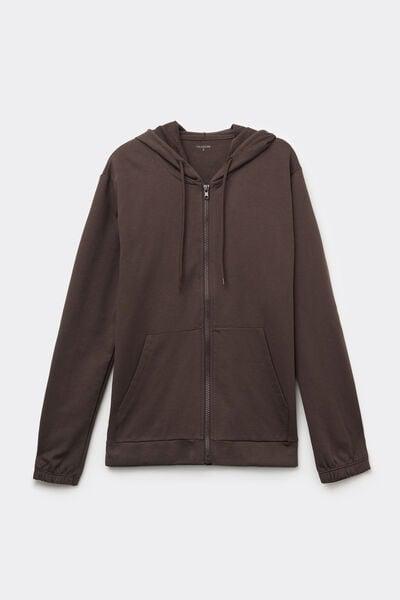 Brown Lightweight Hooded Cotton Sweatshirt, 5701_495Z, medium