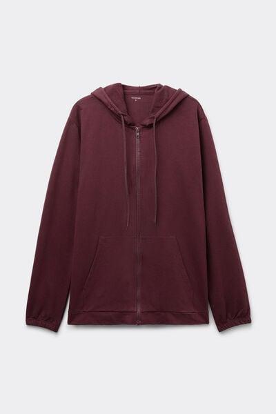 Brown Lightweight Hooded Cotton Sweatshirt, 5701_581Z, medium