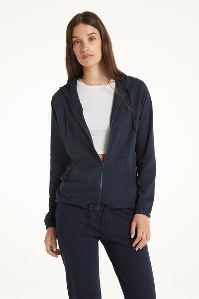 Blue Zippered Hooded Sweatshirt, , large image number 3
