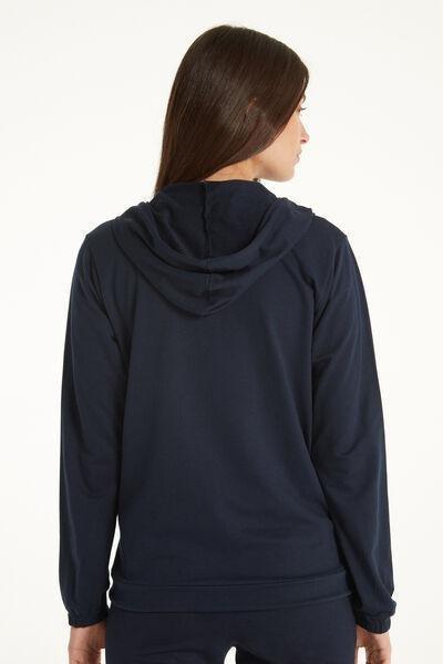 Blue Zippered Hooded Sweatshirt, , large image number 4