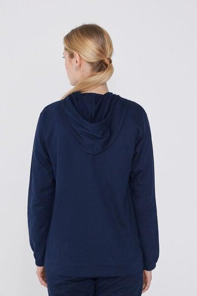 سويت شيرت بغطاء للرأس أزرق اللون مع سحاب ورباط ، للنساء, Absolute Blue, large image number 4